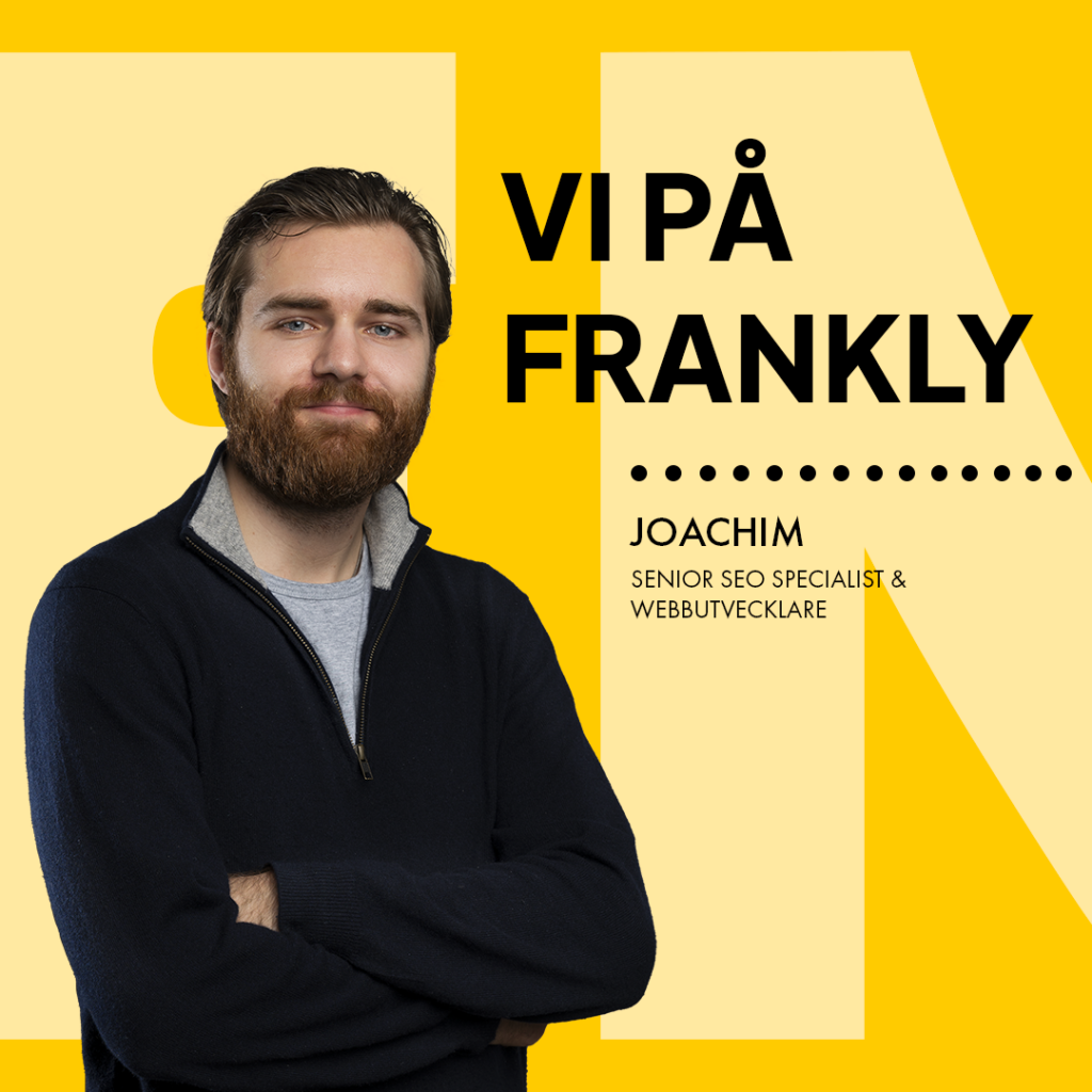 Joachim Ekström, Senior SEO Specialist och Webbutvecklare på Frankly Media